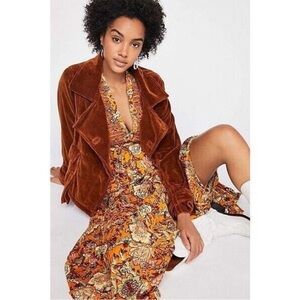 NWT Nicholas K Jacket Turin Sienna Moto Belted in Brown Velvet